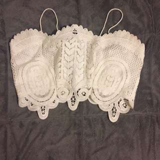 Forever 21 White Lace Crop Top (s)
