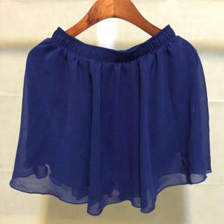 寶藍色雪紡紗短裙褲裙