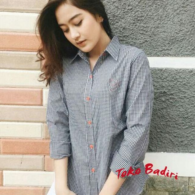 Bfash W06 Kemeja Wanita Lengan Panjang Motif Kotak Kotak Flanel Merah Model Kemeja Fashion Wanita Olshop Fashion Olshop Wanita Di Carousell
