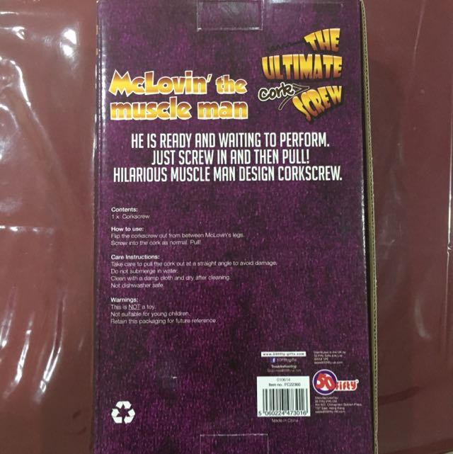Corkscrew (Category: Other Kitchenware & Tableware) located in Singapore. Submitted by w.hhl (Listing ID 74613819, Image 2). Description: McLoving the Muscle Man Corkscrew for wine bottles. He gets all the ladies in a spin. #justforlaughs #christmasgiftexchange.