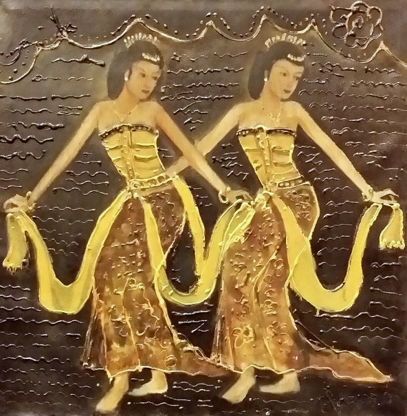 Indonesian Painting Vintage 2 Balinese Traditional Dancer Oil On Canvas 70 X 70cm Vintage Collectibles On Carousell