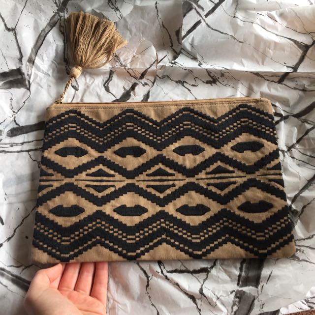 Kookai Melrose Clutch Black Tan Large