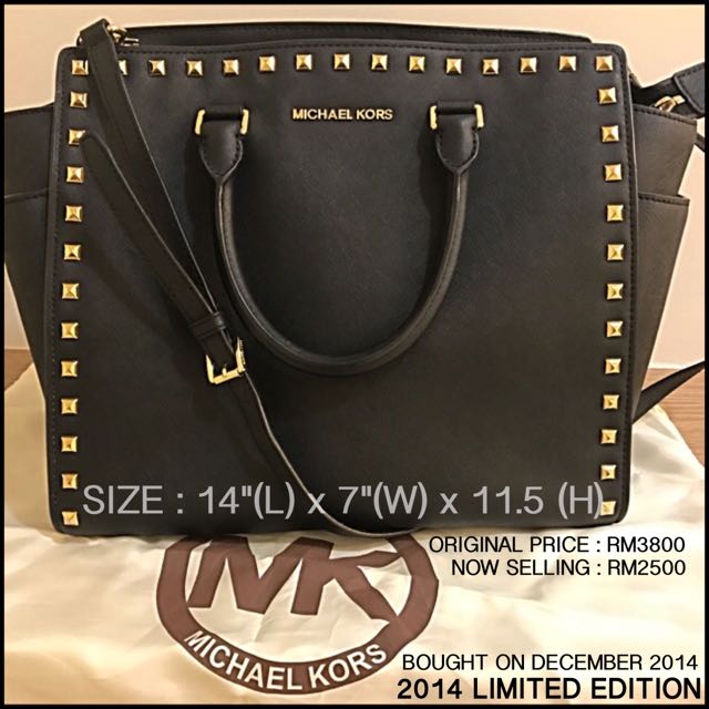 MICHEAL KORS LARGE SELMA STUDDED SAFFIANO TOTE
