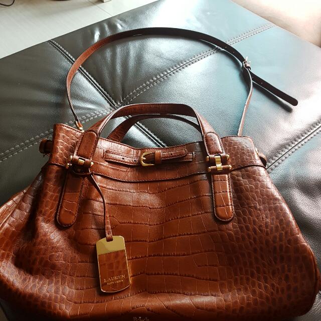 Ralph Lauren RLL All Leather Handbag, Women's Fashion, Bags & Wallets ...