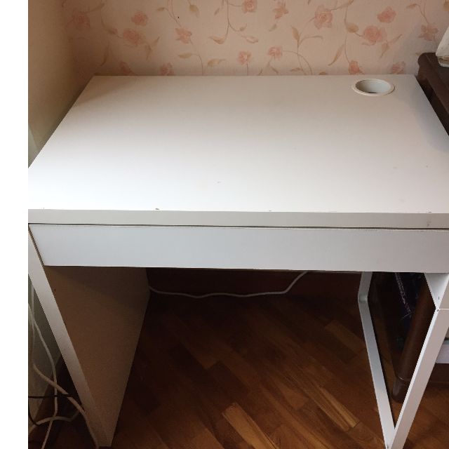 White study table with single drawer (Ikea), Furniture & Home Living