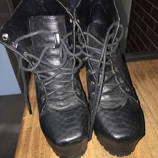 Stella Platform Lace Up Boots (Size 9)