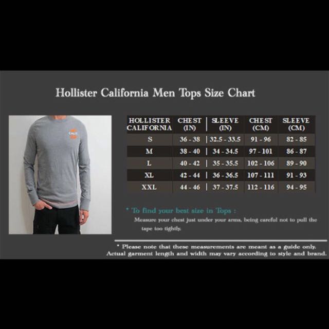 Hollister Size Chart Mens