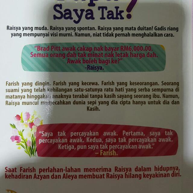 Malay Novel ' Sayang Papa Saya Tak?', Hobbies & Toys, Books 