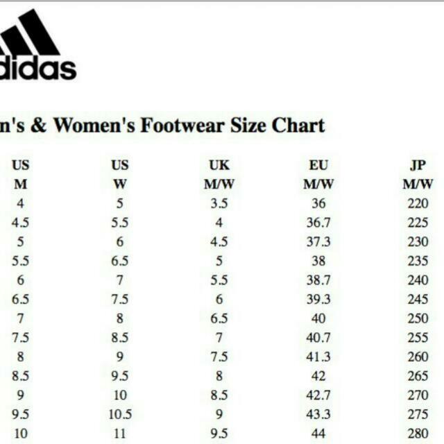 Adidas superstar slip on size on sale chart