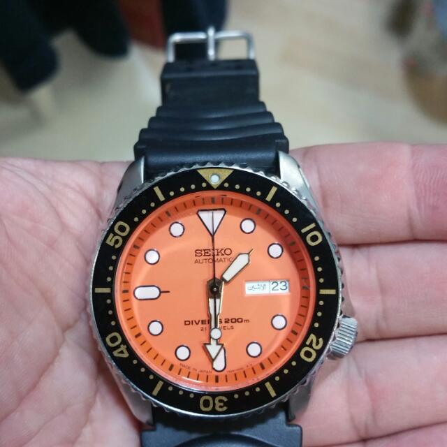 Orange face seiko divers watch hot sale