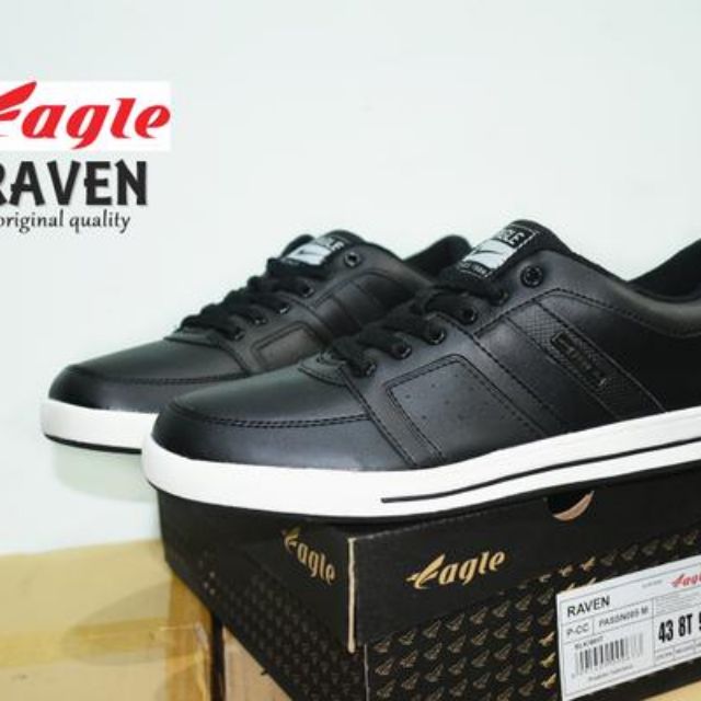 Sepatu Eagle Raven Original Hitam Putih Casual Sekolah Cowok