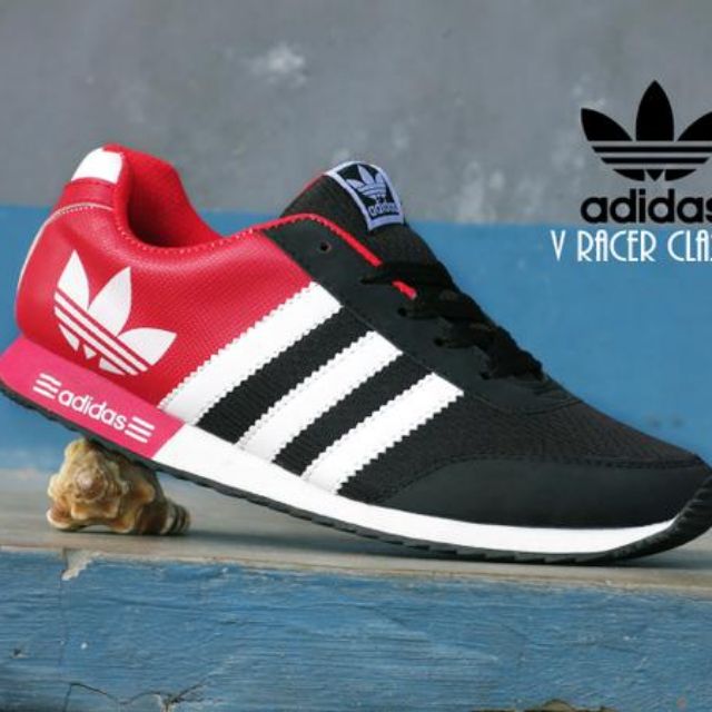 Sepatu Olahraga Adidas V Racer Classic Hitam Merah Kets Sport Casual Joging Santai Cowok Cewek Olshop Fashion Olshop Pria Di Carousell