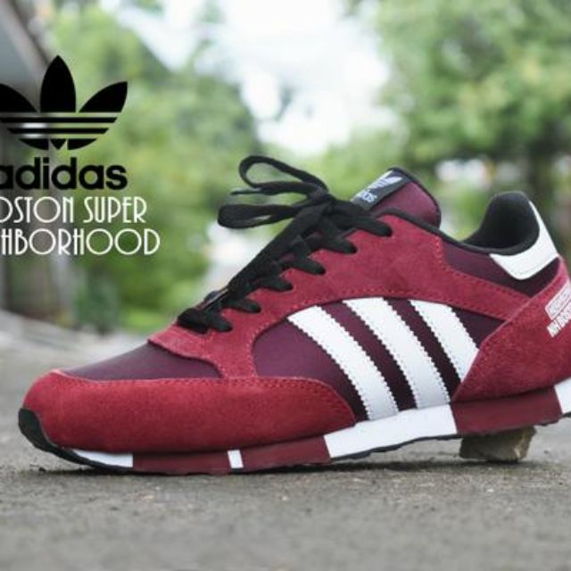 Sepatu Sport Adidas Boston Super Neighborhood Grade Ori Merah Maroon Kets Casual Pria Cowok Olshop Fashion Olshop Pria Di Carousell