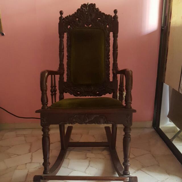 Vintage wooden rocking chair, Furniture & Home Living, Home Decor ...