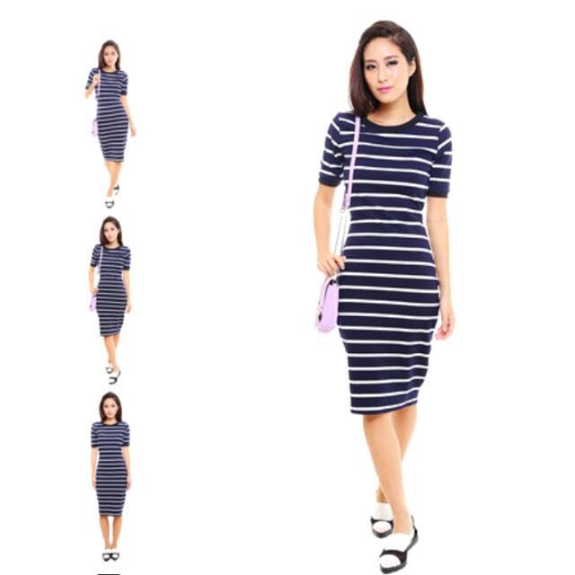 Navy stripe midi dress clearance