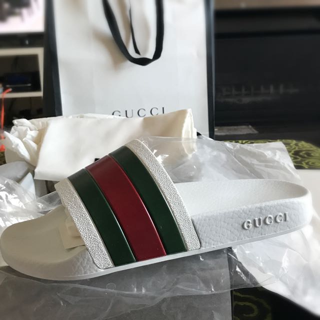 Gucci Slides White Sold Out Everywhere Luxury Apparel on Carousell