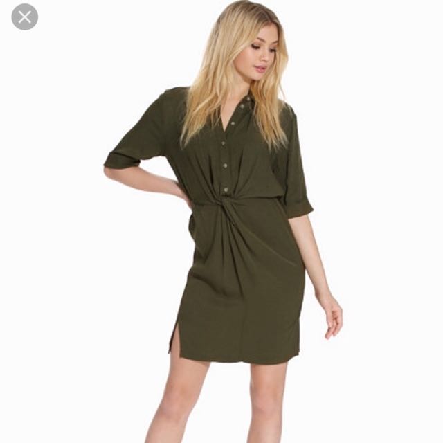topshop green shirt dress
