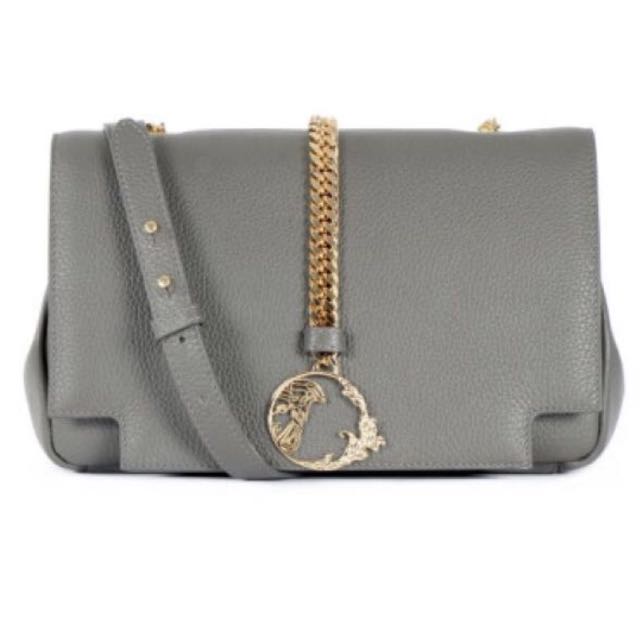 versace collection pebbled leather shoulder bag