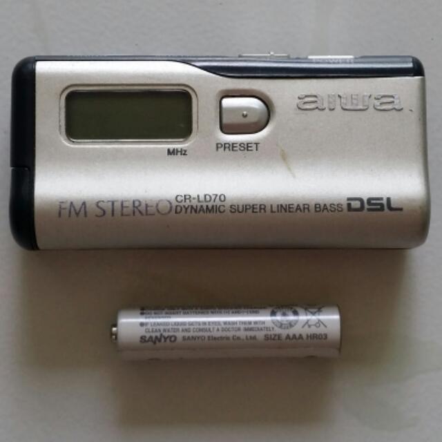 Preowned Aiwa CRLD70 mini Portable FM Stereo Radio Receiver, Audio