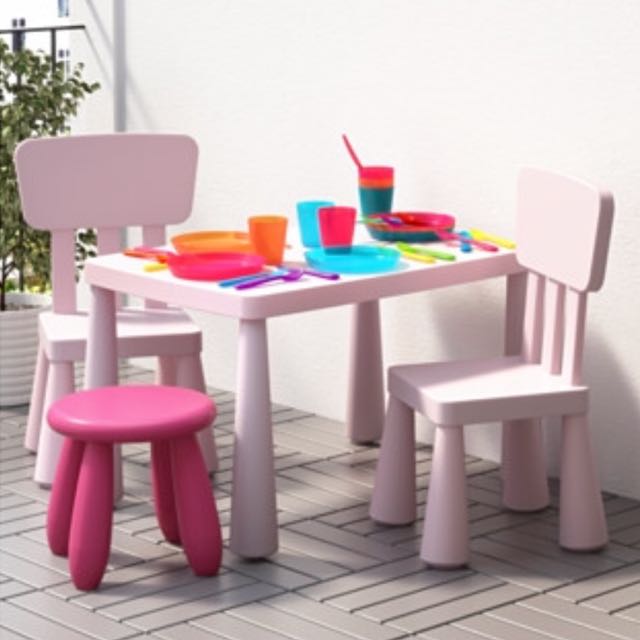 IKEA Children Table & Chairs Set (Light pink), Babies & Kids, Baby