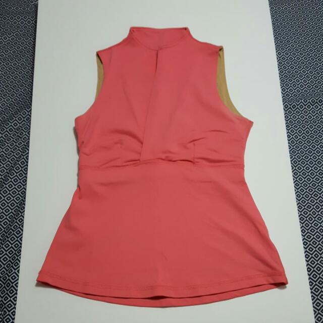 LULULEMON COOLMAX Yoga Mandarin High Collar Pink Bra Tank Top V
