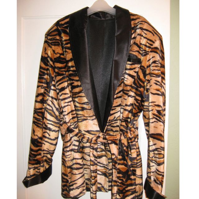 Men s Tiger Print Hollywood Custom Smoking Jacket Robe XL 48