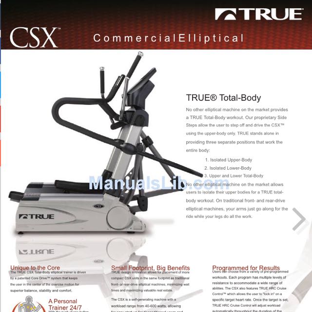 True CSX elliptical Cross Trainer Sports Equipment Exercise