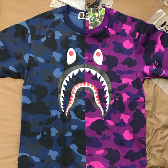 Bape multi camo shark tee hotsell