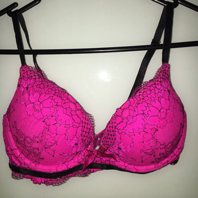 Bras N Things Extreme Cleavage Fuschis Pink Push Up Bra Size 12b