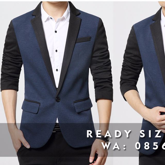 Jas Blazer Pria Two Colours Navy Black Korean Style Fashion