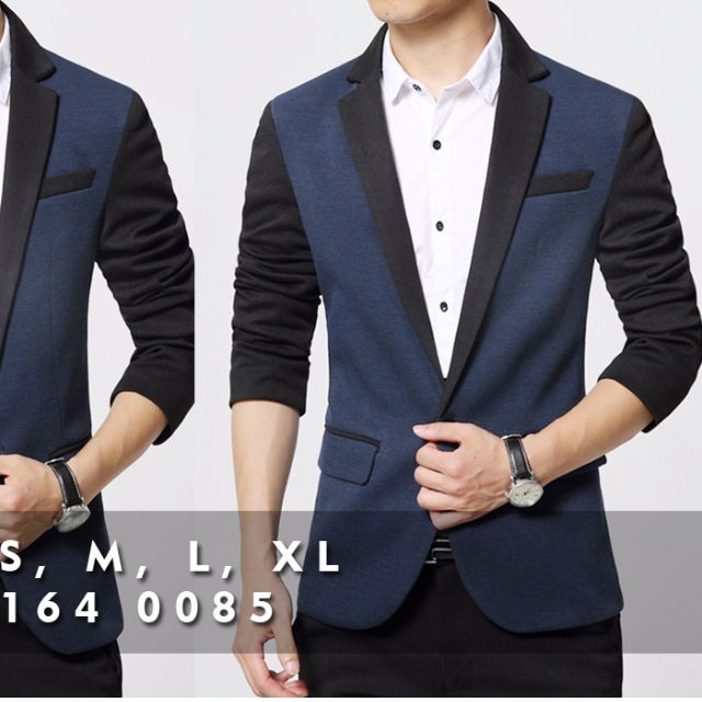 Jas Blazer Pria Two Colours Navy Black Korean Style Fashion