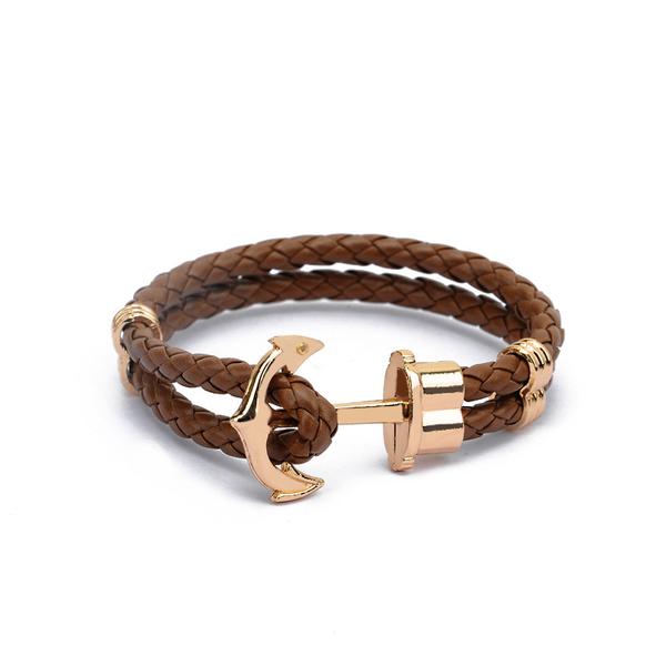MENS Anchor Leather Bracelet Men s Fashion Watches Accessories