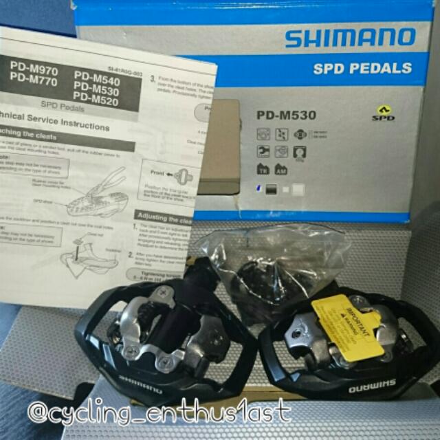 Shimano m530 spd trail clipless mtb pedals top