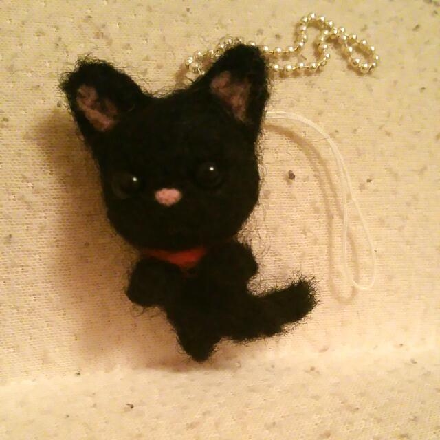 Cute Hand Made Needle Felt Black Cat Design Craft Handmade