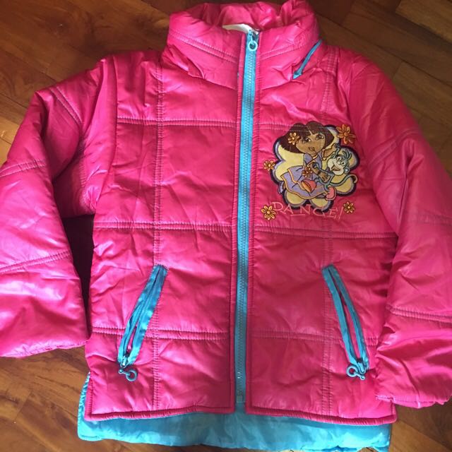 Preloved Dora Explorer Winter Jacket Size 7 Babies Kids Girls