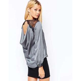 LIPSY Size 6 Wrap Front Top With Lace Detail
