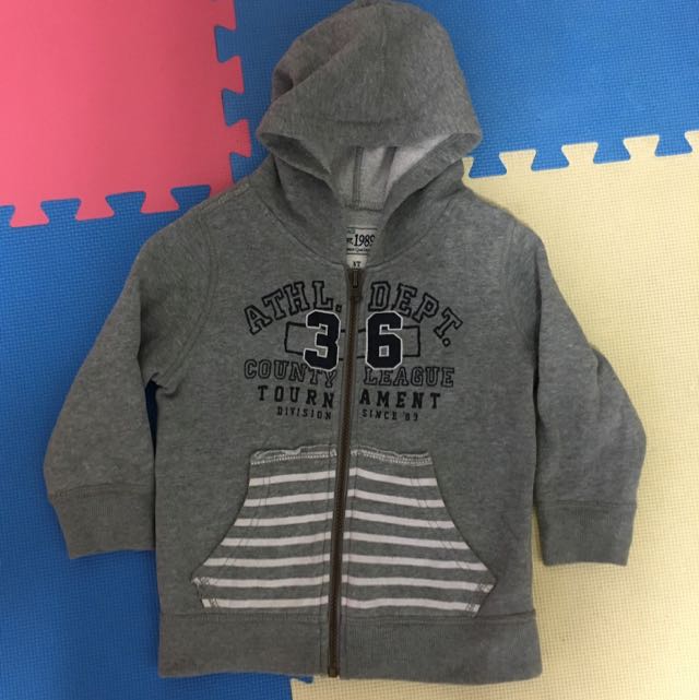 3T Toddler Long Sleeve Full Zip Hooded Sweatshirt Grey The
