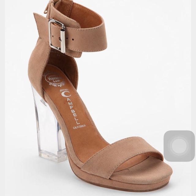 Jeffrey Campbell Soiree Suede Clear Heel Sandals Nude Women s Fashion Footwear Heels on Carousell