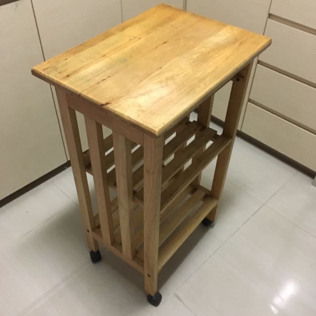 Solid Wood Kitchen Island On Wheels Furniture On Carousell