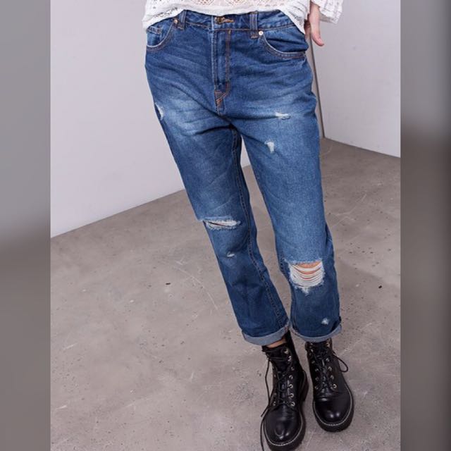 Stradivarius Ripped Mom Jeans, Women's