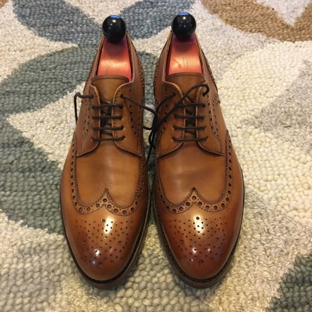 Yanko Chestnut Wingtip Derby Shoe Size 