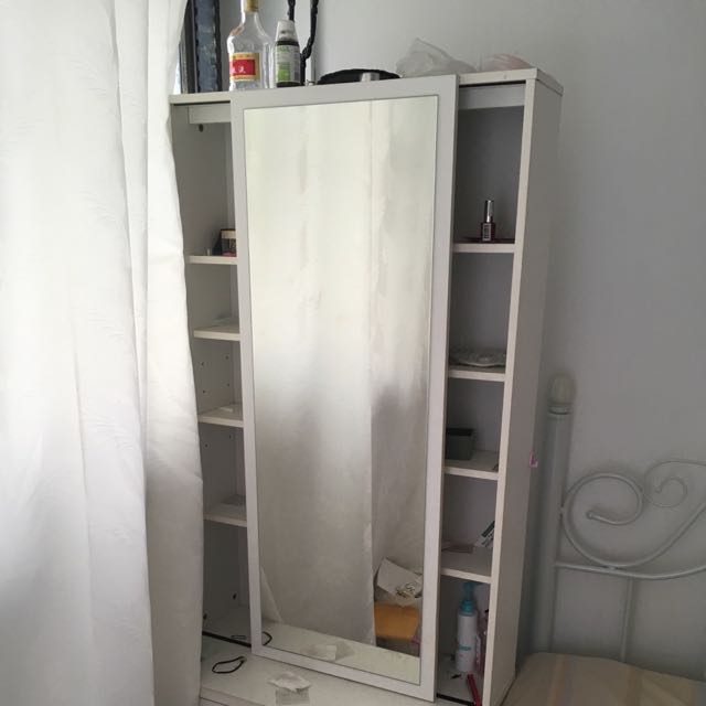 Dresser With Sliding Full Length Mirror And 2 Door Cupboard