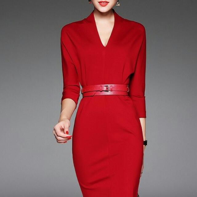 red smart casual attire