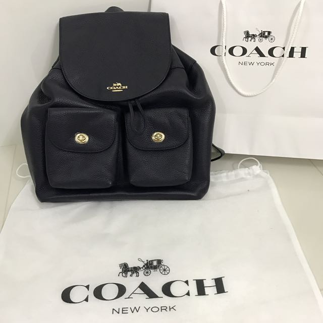 Coach pebbled leather backpack f37410 black hot sale