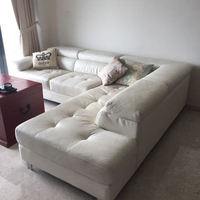 White leather sofa l shape deals