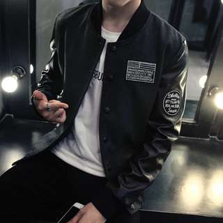 Baseball Leather Sleeve Jacket