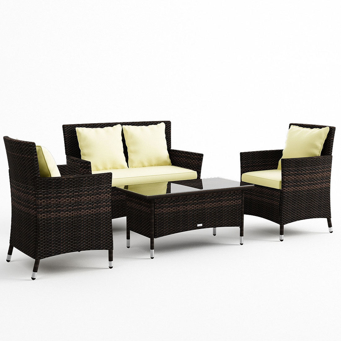 Luxo Coogee 4 Piece PE Wicker Outdoor Furniture Setting - Coffee photo photo photo - Luxo Coogee 4 Piece PE Wicker Outdoor Furniture Setting - Coffee