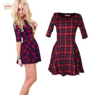 Red Checker Dress- Size S