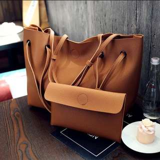 Brown Shopping Bag (big Bag) With Small Bag