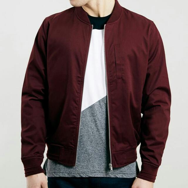 Maroon bomber jacket men hotsell
